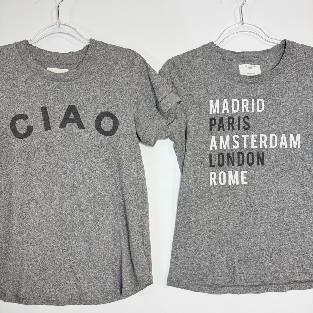 Sol‎ Angeles Graphic T-Shirts Women S & M Gray Ciao Madrid Paris Anthropologie